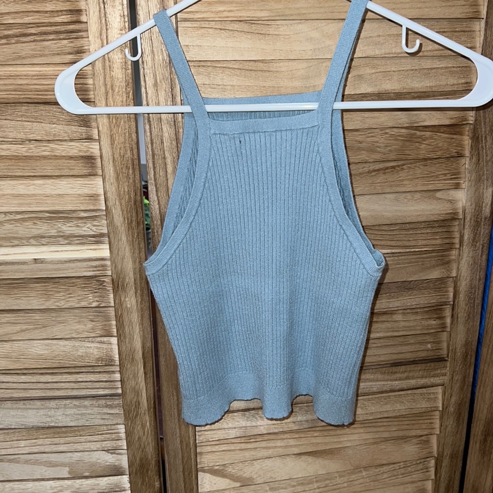 Blue halter neck top